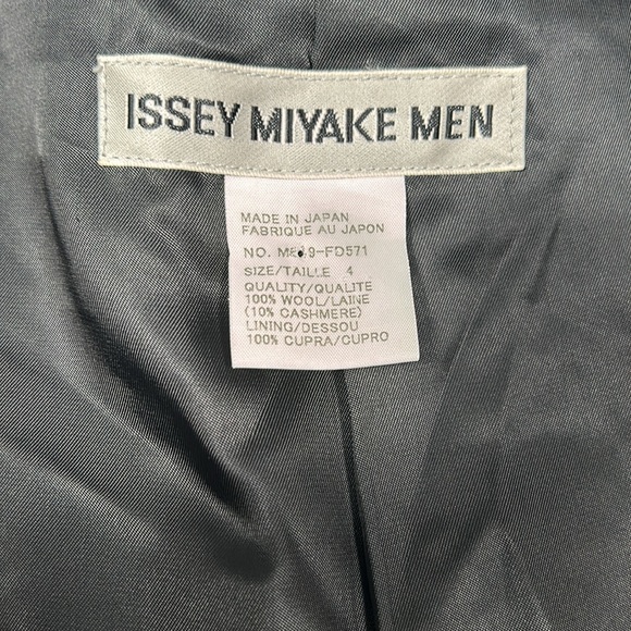 Issey Miyake Men’s Vintage Wool Cashmere Mix Mandarin Collar Blazer sz 4  US L - Picture 10 of 15